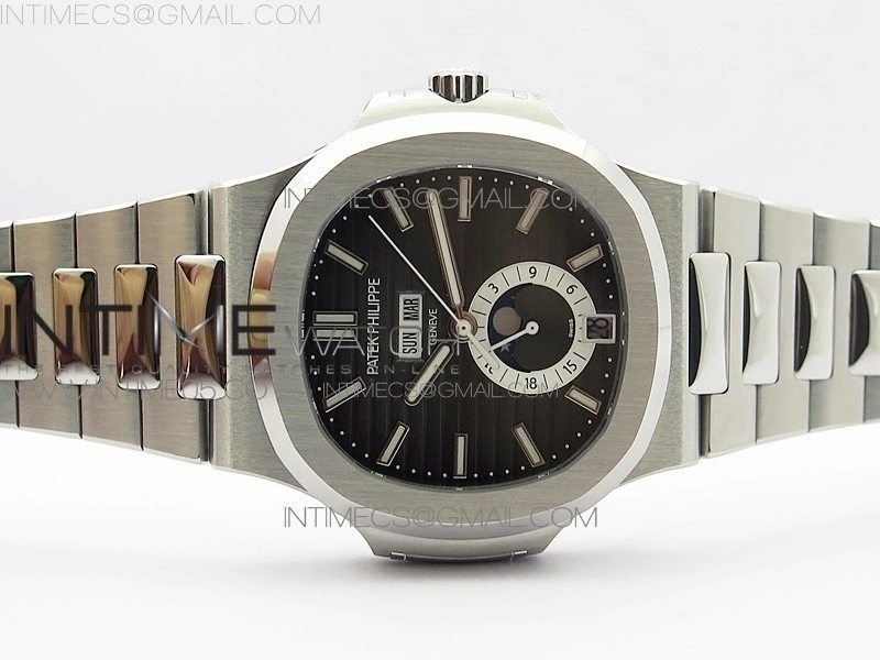 NAUTILUS 5726 SS GRF 1:1 BEST EDITION GRAY DIAL WORKING ANNUAL CALENDARON SS BRACELET A.324 V2